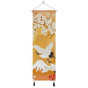 Hanging scroll, tapestry, vertical, hanging, alcove, popular, stylish, redecoration, decoration, decoration, mural, decorative items, canvas print, art poster, interior, room decoration wall, wall decoration, individuality, wall art, decorative painting, gold, crane, Japanese style, Japanese pattern, Japan