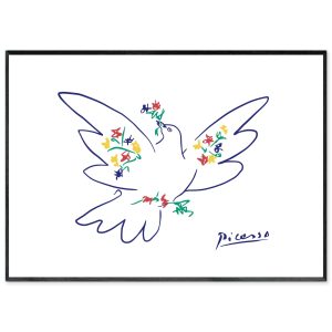 Picasso Dove of Peace Poster Art Poster Drawing A4 SQIP (Skip) Flower Colorful Simple Painting Picture Nordic Stylish Interior 020 (A4 (Poster only))