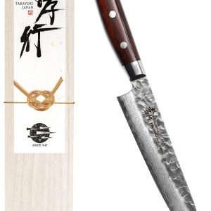Sakai Takayuki [A knife brand favored by professional chefs] Damascus vegetable knife 160mm V gold No. 10 vg10 all-purpose knife 33-layer hammered mahogany handle Made in Japan Aoki Cutlery Manufacturing (Model number dn16001)
