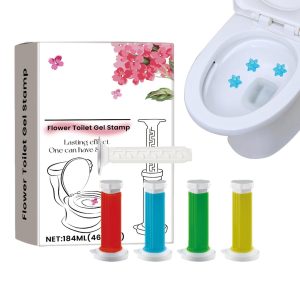 Mcnkoow Toilet Cleaner Gel, Toilet Bowl Flower Stamp, Toilet Bowl Flower Stamp Long-lasting Deodorizing Gel for Toilet 4pcs | Scented Air Freshener for Cleaning and Refreshing Toilet Stains for Home, KTV, School