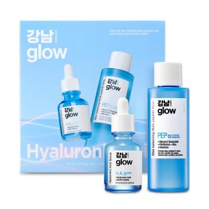 GANGNAM glow Skin Moist Gift Set (Hyaluronic Acid Serum 30ml & Multi-Peptide Lotion 150ml) Moisturizing, Hydrating, Vegan, Collagen, Exfoliating, Sensitive Skin, Moisturizing Serum, Skin Care, Introduction Serum, Toner, Korean Cosmetics