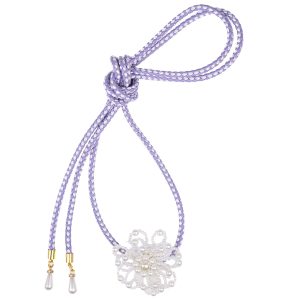 [TOuWA] Obi-jime, obi decoration, decorative cord, women's kimono accessories, Japanese clothing accessories, yukata, furisode, coming-of-age ceremony, graduation ceremony, fake pearl, flower (light purple)