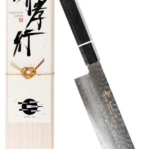 Sakai Takayuki [A knife brand favored by professional chefs] Senkoku Damascus vegetable knife 160mm V gold No. 10 vg10 33-layer hammered finish Oak lacquer handle Made in Japan Aoki Cutlery Manufacturing (Model number sn16004s)