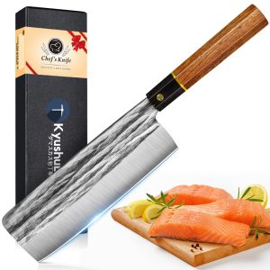 kyushublade Knife, Vegetable Knife, Professional Chef Knife, Blade Length 181mm. All-Purpose Kitchen Knife, Santoku Knife. High Carbon Stainless Steel, Cooking Knife, Gyuto Knife. Octagonal Wooden Handle & Ergonomic Design, Double-Edged Knife, Left-Handed, Lightweight, Easy to Hold. Sharp, Fish Cutting, Meat Cutting, Vegetable Cutting, Fruit Cutting, Rust-Resistant, Multi-Functional, For Home, Cooking, Commercial Use. Comes with a Gift Box, Perfect as a Gift