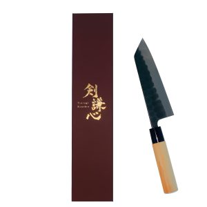 Kenshin Black Hammered Santoku Knife 165mm Shirogami No. 2 Double-edged Knife All-purpose Knife Tsubame-Sanjo Knife Sanjo-uchi Knife Traditional Crafts Cultural Knife TS-165PS2