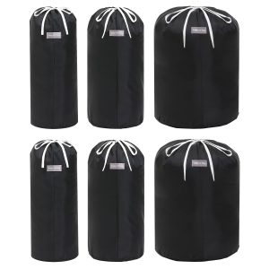 Astro Storage Bag, Black, Set of 6 (S Size x 2, M Size x 2, L Size x 2) Rolls up for easy storage, Towel Blanket, Blanket, Duvet Storage, Drawstring Bag, Storage Bag, Cylindrical, Vertical, Stackable Storage, 626-17