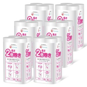 [Set of 6] Iris x Nippon Paper Crecia Toilet Paper, Made in Japan, 50m, Double Length, Double Roll, Toilet Roll, 12 Rolls