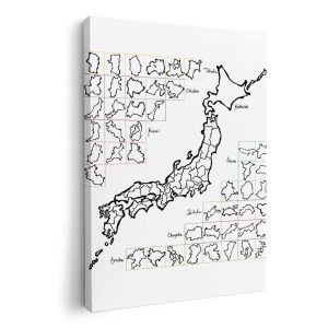 Art Panel Picture Painting Decoration igsticker 594mmx420mm A2 Photo Wall Hanging Wooden Frame Interior Stylish 008269 Unique Black and White Map Japan