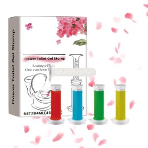 Patonde Toilet Gel Stamp, Toilet Flower Stamp Gel, Toilet Flower Stamp Gel Flower Shape Toilet Deodorizing Gel Stamp 4 Pieces, Scented Air Freshener for Cleaning and Refreshing Toilet Stains for Home, KTV, School