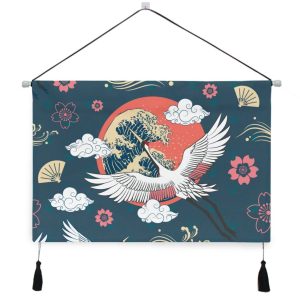 Tapestry, hanging scroll, Japanese painting, crane, Japanese style, hanging, redecoration, decoration, decorative, decoration set, mural, canvas print, art poster, interior, room decoration, wall decoration, multi-functional, individuality, wall art, decorative painting, popular, stylish