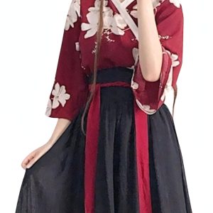 [Lady Lazy] Taisho Romance Hakama Japanese Clothing Hanfu Yukata Kimono Halloween Cosplay Schoolgirl Skirt Showa Retro Women's Costume Photoshoot One Size Fits All