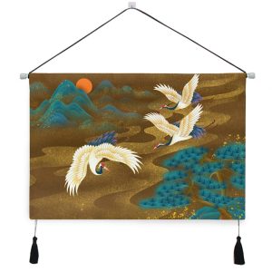 Tapestry, hanging scroll, crane, Japan, Japanese style, Japanese pattern, Japanese painting, hanging, hanging, decoration, decorative, decoration set, mural, canvas print, art poster, interior, room, wall decoration, decorative painting, popular, stylish