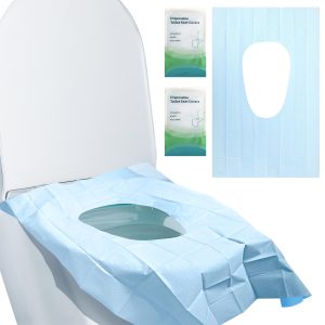 WWW Disposable Toilet Seat Covers, Toilet Seat Sheet Paper, Flushable, Disposable Toilet Sheets, Pack of 20, Compact, Disaster Prevention, Antibacterial, Deodorizing, Large Size, Auxiliary Toilet Seat Sheets, Public Toilets, Airplanes, Hotels, Children, Elderly, Pregnancy, Hygiene Management, Portable, Going Out, Business Trips, Travel, 60 x 40 cm (10 Sheets x 2 Packs, Blue)