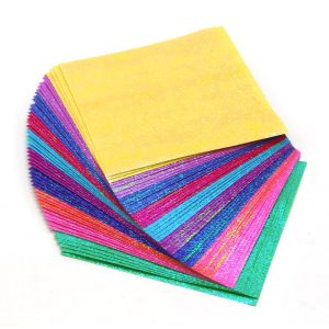 Origami Glitter 100 Sheets 10 Colors 15cm Square Origami Origami Set Single Sided Origami Colorful Paper Art Glitter Paper Thousand Cranes Decoration DIY Craft (15x15cm 100 Sheets)