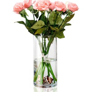 Maleielam Vase Glass, Transparent, Height 30cm, Stylish Vase, Suitable for decorating living rooms, bedrooms, offices, etc.