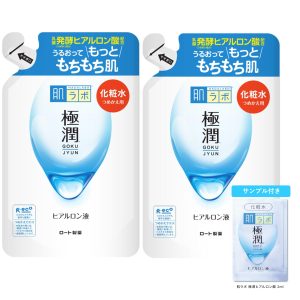 Hada Labo Gokujyun Hyaluronic Lotion Refill 170ml x 2 Set Fragrance-free + Gokujyun Sachet Included [JapanBestSellers.com Exclusive]