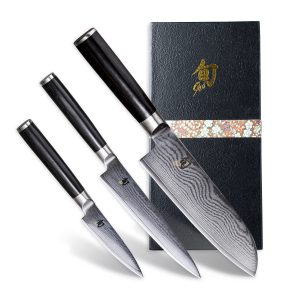 Kai Shun Classic 3-piece set: Santoku knife, paring knife, utility knife, made in Japan, stainless steel knife