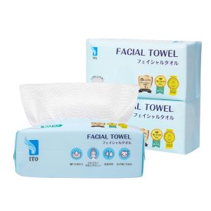 ITO Cleansing Towels, Facial Towels, 60 count x 3 packs, OEKO-TEX® Certified, Baby-friendly, ITO Original Shark Print Embossed Fabric, Sensitive Skin, Irritation Relief, Disposable Face Towel, Face Care, Skin Care Towel
