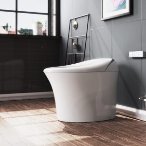 ELLAI Smart Toilet Integrated Bidet Toilet Comfortable Height Narrow Integrated Intelligent Toilet with Auto Open Lid Warm Seat Auto Flush 1.28-GPF, White