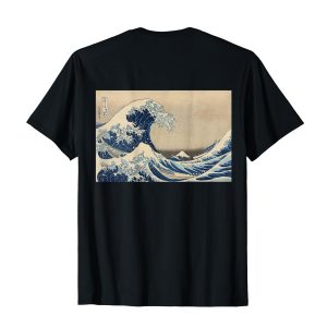 [Back print/back side] Katsushika Hokusai/The Great Wave off Kanagawa [Famous paintings of Japan and the world] Sea, waves and Mt. Fuji Ukiyo-e Museum art Japanese pattern T-shirt