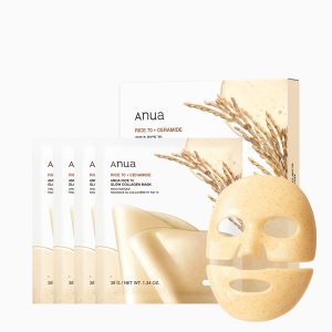 ANUA Rice 70 Glow Collagen Face Pack (4 Sheets) - Moisturizing and Nourishing for Glowing, Hydrating, and Nourishing Skin - Perfect for Dry and Combination Skin - Rice Collagen Mask Pack - Collagen Sheet Mask - Face Mask - Skincare