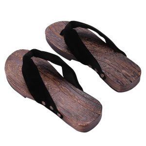 Geta for men, paulownia geta, men's geta with straps, Japanese style, thick sole, non-slip, yukata geta, boys' geta-style sandals, breathable, moisture-proof, comfortable, gentlemen's geta, Japanese clothing, kimono, footwear, summer festivals, cosplay geta, bon odori, sandals, entrance geta, thong sandals, fireworks festivals, walks, hot springs, travel, black, 25cm