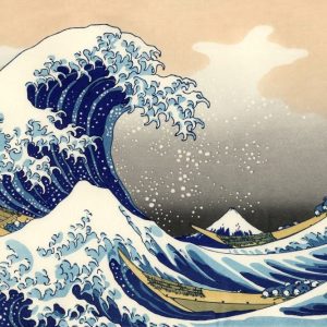 Painting-style wallpaper poster (peelable sticker type) Thirty-six Views of Mount Fuji, The Great Wave off Kanagawa, Katsushika Hokusai, 1831-1835, Characro K-FGS-018K2 (600mm x 400mm) Architectural wallpaper + weather-resistant paint <Made in Japan> Wall sticker Bath poster