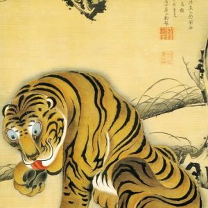 Painting-style wallpaper poster (peelable sticker type) [Full size version] Ito Jakuchu Tiger 1755 Jakuchu 300th anniversary of birth Characro K-ITJ-010S2 (327mm x 603mm) Architectural wallpaper + weather-resistant paint <Made in Japan> Wall sticker Bath poster