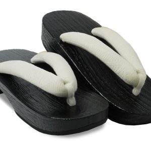 [NISHIORI] Stylish Yukata Geta Collection, Asanoha Pattern, Straps, Cool, Simple, 8 Colors to Choose from, Yukata Geta, Soft Straps that Don't Hurt Your Feet, Women's, Summer Footwear, Burnt Paulownia Base, Black Lacquer (Cream)