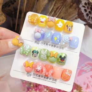 Mickey Mouse Nail Art Stickers Cute Cartoon Nail Art Stickers Mickey Mouse Embossed Nail Stickers 3D Self-Adhesive Nail Stickers Anime Kawaii Design Nail Stickers for Girls Kids Women (3 Sheets)