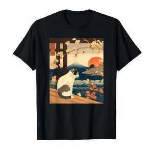 Ukiyo-e Art Kanagawa Vintage Japanese Tattoo Art Cat Graphic T-Shirt