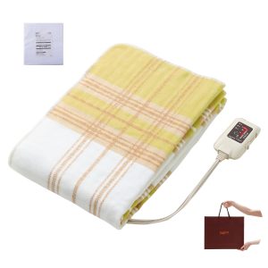 Sugibo electric blanket (large size) with blanket cover. Perfect gift for Respect for the Aged Day! (Delivered in a shopping bag) Comes with timer to prevent forgetting to turn it off. Made in Japan. Washable. 180 x 85 cm. Long type for laying. SB22SL(Y) Yellow