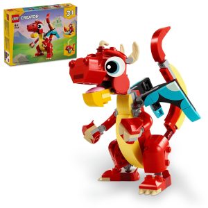 LEGO Creator Red Dragon Toy, Present, Block, Boy, Girl, Child, Age 5, 6, 7, 8, Elementary School Student, Dragon, Animal, Educational, Creative, 31145