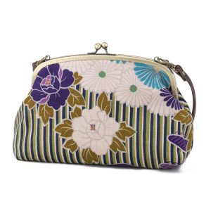 [Noren] Purse, Toad Purse, Handbag, Shoulder Bag, Clutch Bag (2-way Bag/Retro Flower - Purple) Crossbody Japanese Style Bag Kimono Bag/Made in Japan Women's Coming of Age Ceremony Wedding Kimono Yukata