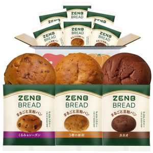 [Low-carb bean bread] ZENB Gluten-free bread 3 types, 9 pieces (3 pieces each of walnut & raisin, cacao, and 3 types of grains) [Low-carb, carbohydrate restriction, carbohydrate control, intestinal activity, dietary fiber supplement, nutritional supplement during dieting, replacement, long-life bread, protein, dietary fiber, iron, vitamin B1, emergency food, eat when you feel hungry, room temperature storage, long-term storage]