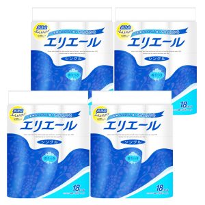 Elleair Toilet Paper 55m x 72 rolls (18 rolls x 4 packs) Single 100% pulp Relaxing scent [Case sale]