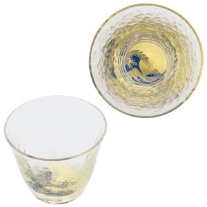 Kasyou Studio Kasyou Kobo Kasyou Makie Glass Kanagawa Oki Namiura Crystal Glass Sake Cup Ochoko (Kaga Makie/presentation box) Made in Japan High-quality Golden Sake Ware Kanazawa Gold Leaf Mt. Fuji Glass (Traditional Craft/Ishikawa) Retirement Graduation Entrance Celebration