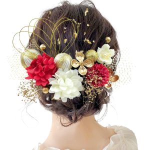 [Baramoly] Hair accessories for coming-of-age ceremonies, gold leaf, furisode, pre-wedding photos, dried flowers, graduation ceremonies, dahlias, Antique quince, ping pong mums, Japanese dahlias, Antique quince, baby's breath, mizuhiki, artificial flowers, entrance ceremonies, gorgeous, kimono, cute, hair accessories, daisies, Japanese clothing accessories, 9 colors