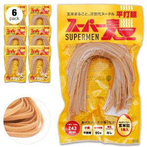 [Super quick boiling in 90 seconds | 100% domestic rice noodles] Super noodles (flat noodles | 100g x 6 meals) Gluten-free Rice flour noodles Pasta Soba Ramen Udon (Brown rice noodles, no additives, 100% domestic ingredients) Allergen-free Microwaveable Quick boiling Vegan Halal food Low GI food