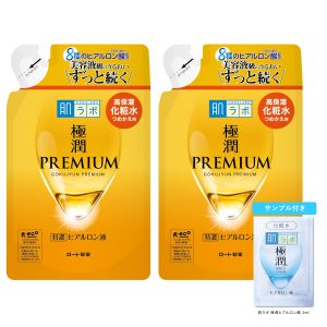 Hada Labo Gokujyun Premium Hyaluronic Lotion Refill, 170mL (Set of 2) + Gokujyun Sachet [JapanBestSellers.com Exclusive]