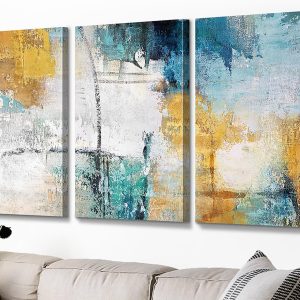 Art Panel Canvas Living Room Wall Painting Background Painting Blue Gray Large Size Modern Abstract Wall Hanging Gray Bedroom Entryway Office 60x90cmx3pcs