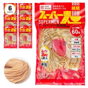 [Super quick boiling in 60 seconds | 100% domestic rice noodles] Super noodles (thin noodles | 100g x 6 meals) Gluten-free noodles Rice flour noodles Pasta Soba Ramen Udon (Brown rice noodles No additives 100% domestic ingredients) Allergen-free Microwaveable Vegan Halal food Low GI food Preserved food