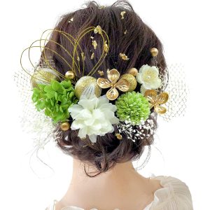 [Baramoly] Hair Accessory for Coming of Age Ceremony, Gold Leaf, Furisode, Pre-Wedding Photoshoot, Dried Flowers, Graduation Ceremony, Dahlia, Antique Cubelli, Ping Pong Mum, Japanese Ball, Antique Cubelli, Gypsophila, Mizuhiki, Artificial Flowers, Entrance Ceremony, Luxurious, Kimono, Cute, Hair Accessory, Daisy, Japanese Clothing Accessories, 9 Colors