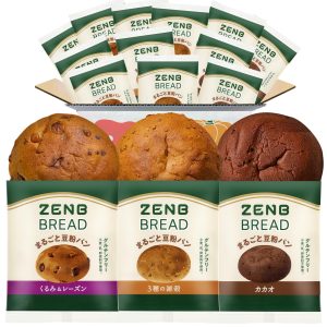 [Low-carb bean bread] ZENB Gluten-free bread 3 types 15 pieces (5 pieces each of walnut & raisin, cacao, and 3 types of grains) [Low-carb, carbohydrate restriction, carbohydrate control, intestinal activity, dietary fiber supplement, nutritional supplement during dieting, replacement, long-life bread, protein, dietary fiber, iron, vitamin B1, emergency food, eat when you feel hungry, room temperature storage, long-term storage]