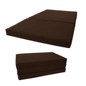 Tri-Fold Futon Mattress, High Density 1.8lbs Foam, Twin, Full, Queen Size Foldable Mattress, Full Size 4x54x75, Brown