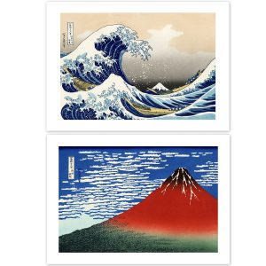 Poster Katsushika Hokusai "Thirty-six Views of Mount Fuji: The Great Wave off Kanagawa, Thirty-six Views of Mount Fuji: Fine Wind, Clear Weather (Ukiyo-e)" A3 size, set of 2 [Made in Japan, Japanese painting] [For interior wallpaper] Painting, art, wallpaper poster