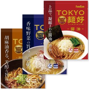 [Foodizm] TOKYO Menko Gluten-Free Ramen, Vegan, Vegetarian, Made with 100% Japanese Rice Flour, No Wheat, Semi-Dried Noodles, No Animal Ingredients, Chewy Noodles, Allergy Friendly (Assorted Set of 3, 1 Serving of Each)